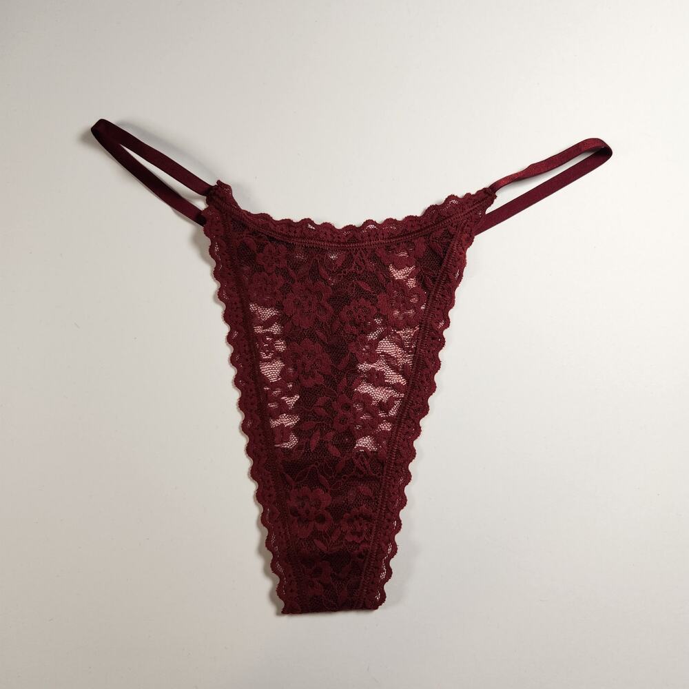 Victoria's Secret Sexy Lace High Leg String Thong Panty - Medium - Dark Red